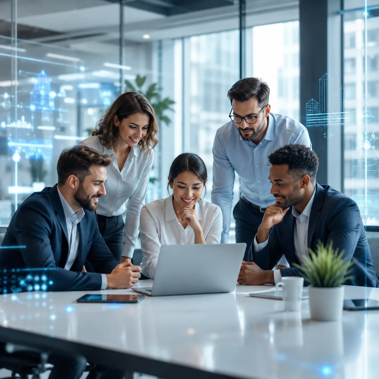 Astroneek team collaborating on technology solutions
